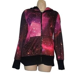 GLAMOUR KILLS Universe Skateboarding‎ Softshell Hooded Pink Starlight Jacket M